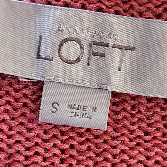 LOFT Coral Pink Ramie Cotton Blend Knit Lace Up Front Sweater - Picture 5 of 6